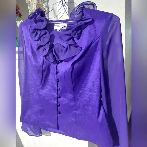 Elegant Purple Shiney Blouse Sz 8 by J.R. EVENINGS 0130 - Picture 3 of 9